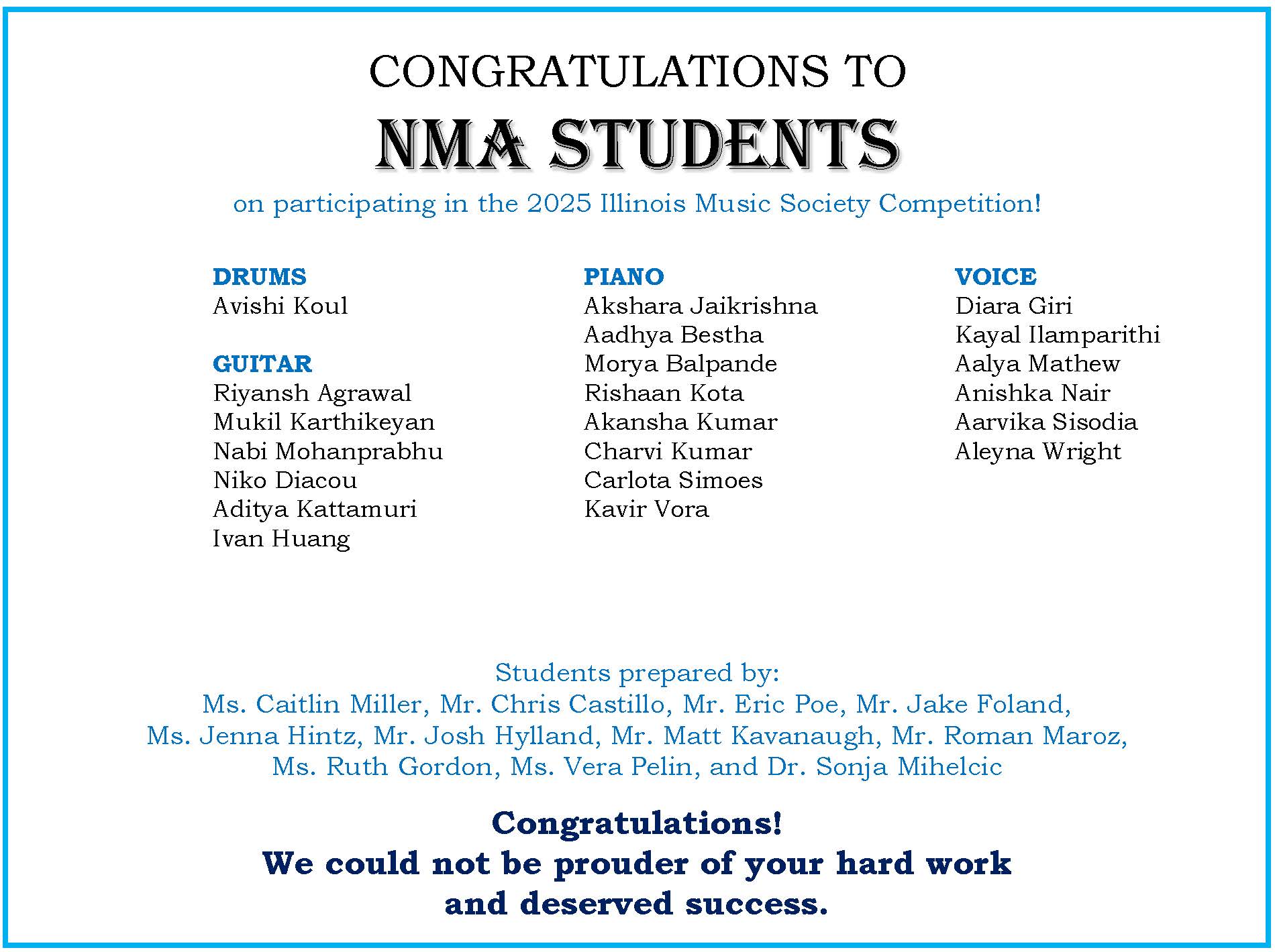 Congrats for NMA students