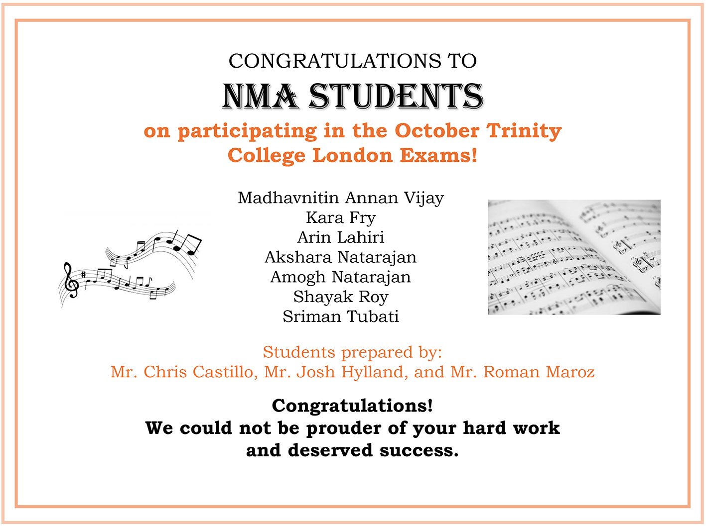 Congrats for NMA students